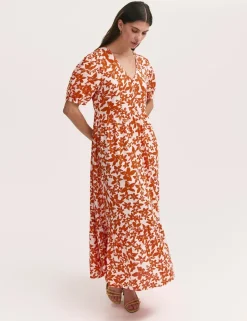 Floral V-Neck Midaxi Tiered Dress