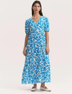 Floral V-Neck Midaxi Tiered Dress