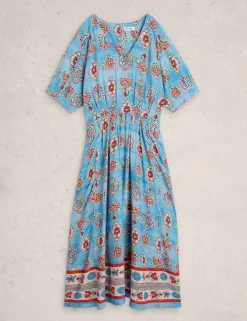 Floral V-Neck Midi Skater Dress
