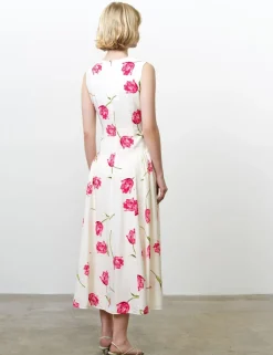 Floral V-Neck Midi Skater Dress
