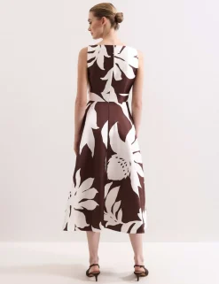 Floral V-Neck Midi Skater Dress