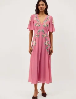 Floral V-Neck Midi Skater Dress