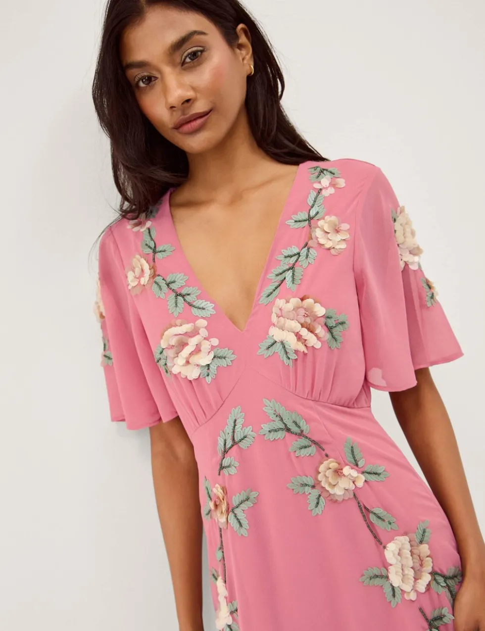 Floral V-Neck Midi Skater Dress