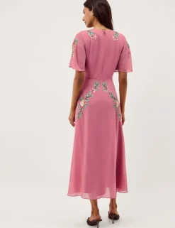 Floral V-Neck Midi Skater Dress