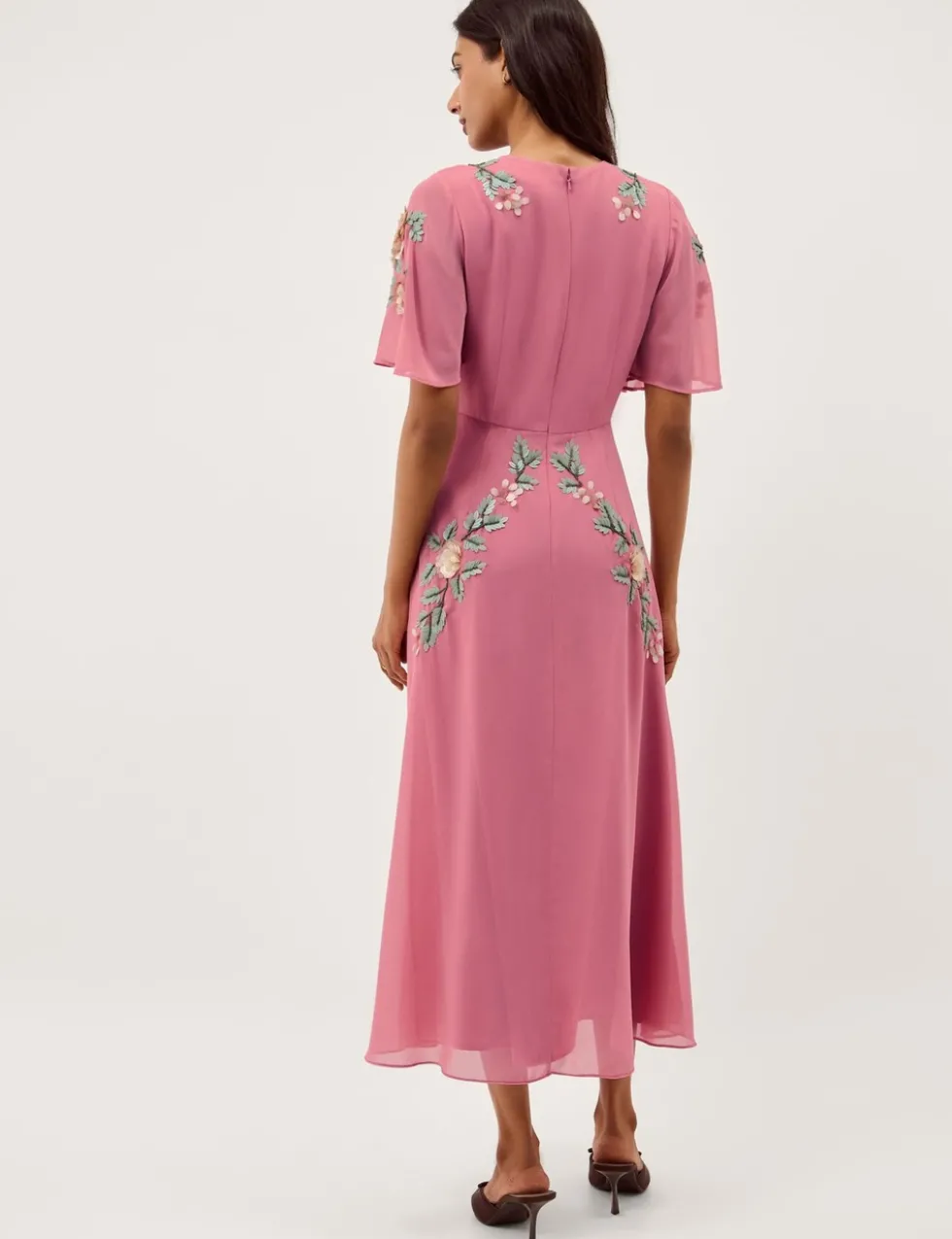 Floral V-Neck Midi Skater Dress