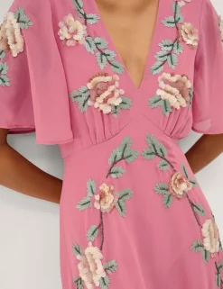 Floral V-Neck Midi Skater Dress