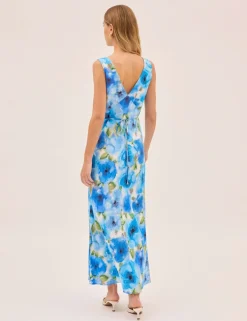 Floral V-Neck Midi Slip Dress