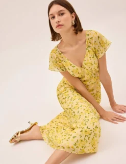 Floral V-Neck Midi Tea Dress