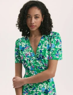 Floral V-Neck Midi Tea Dress