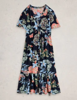Floral V-Neck Midi Tiered Dress