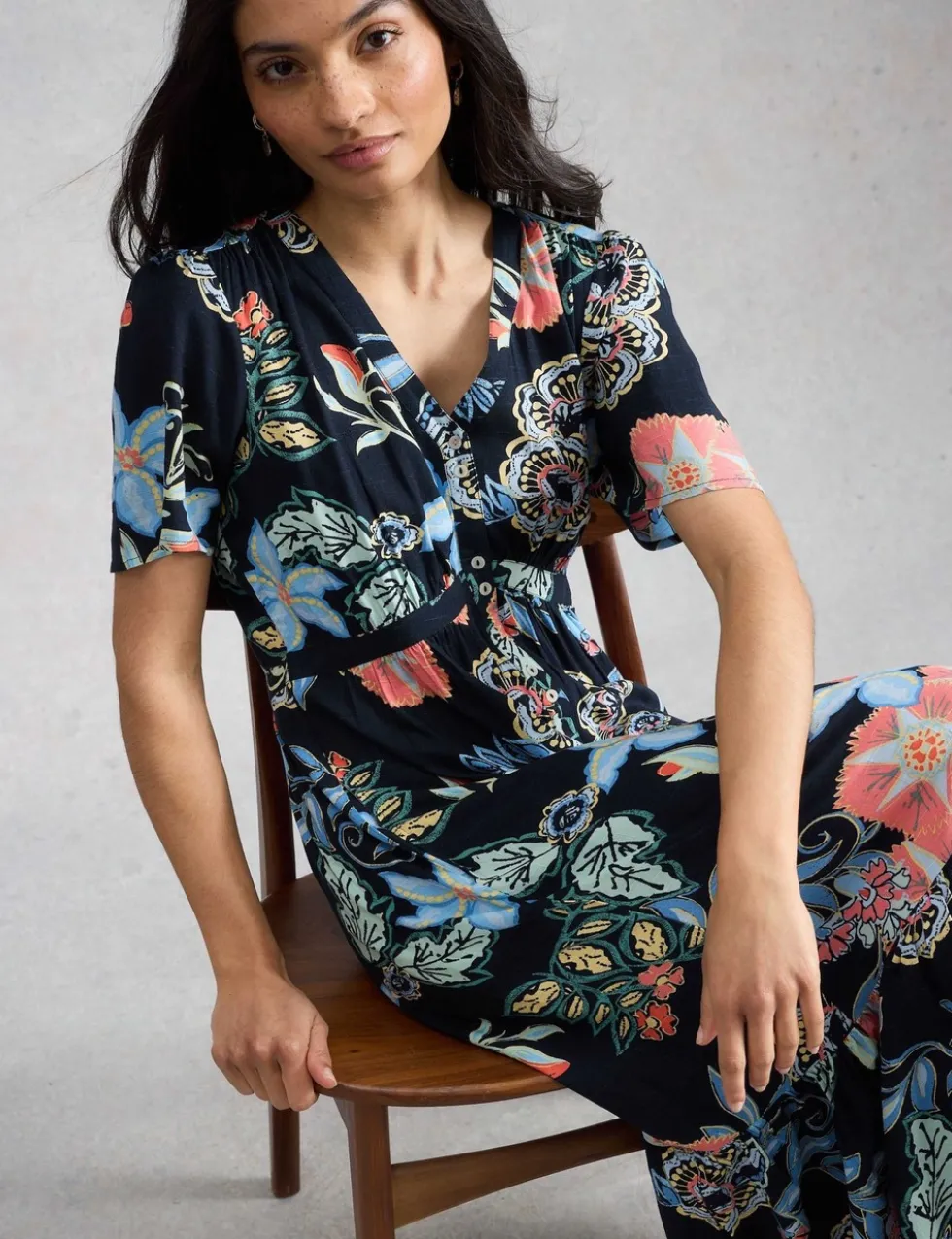 Floral V-Neck Midi Tiered Dress