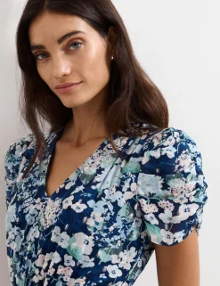 Floral V-Neck Midi Tiered Waisted Dress