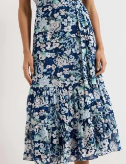 Floral V-Neck Midi Tiered Waisted Dress