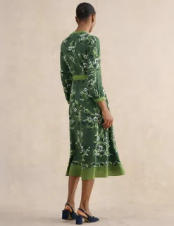 Floral V-Neck Midi Waisted Dress
