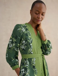 Floral V-Neck Midi Waisted Dress