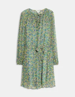 Floral V-Neck Mini Relaxed Smock Dress
