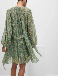 Floral V-Neck Mini Relaxed Smock Dress