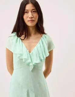Floral V-Neck Ruffle Maxi Skater Dress