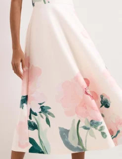 Floral V-Neck Scuba Midi Skater Dress