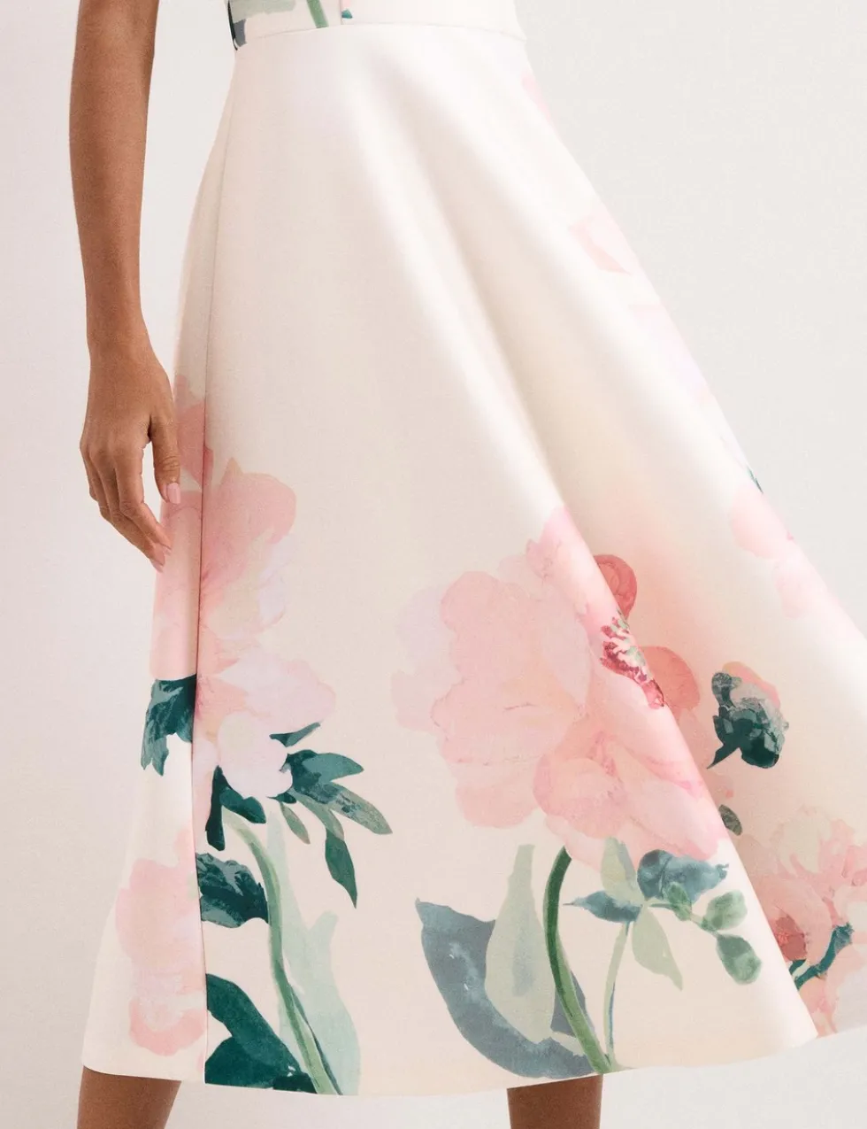 Floral V-Neck Scuba Midi Skater Dress