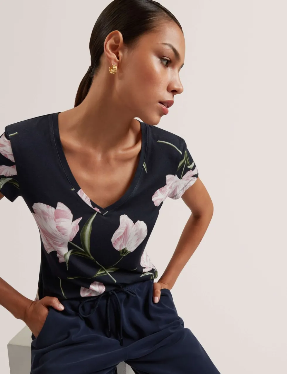 Floral V-Neck T-Shirt