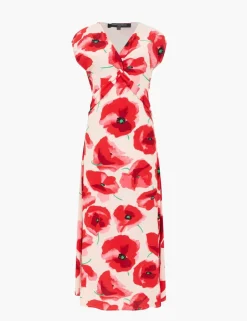 Floral V-Neck Twist Front Midaxi Tea Dress