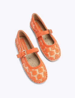 Floral Woven Flat Mary Jane Ballet Pumps