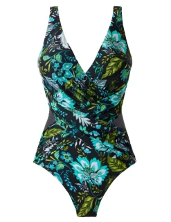 Florica Crossover Soft Cup Firm Tummy Control V-Neck Swimsuit