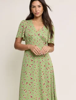 Foral V-Neck Midi Skater Dress