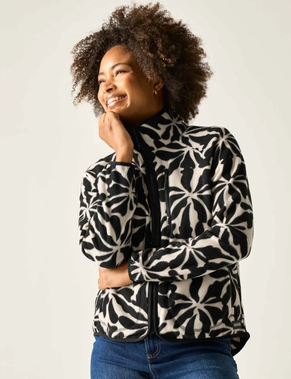Frankie Floral Funnel Neck Fleece Jacket