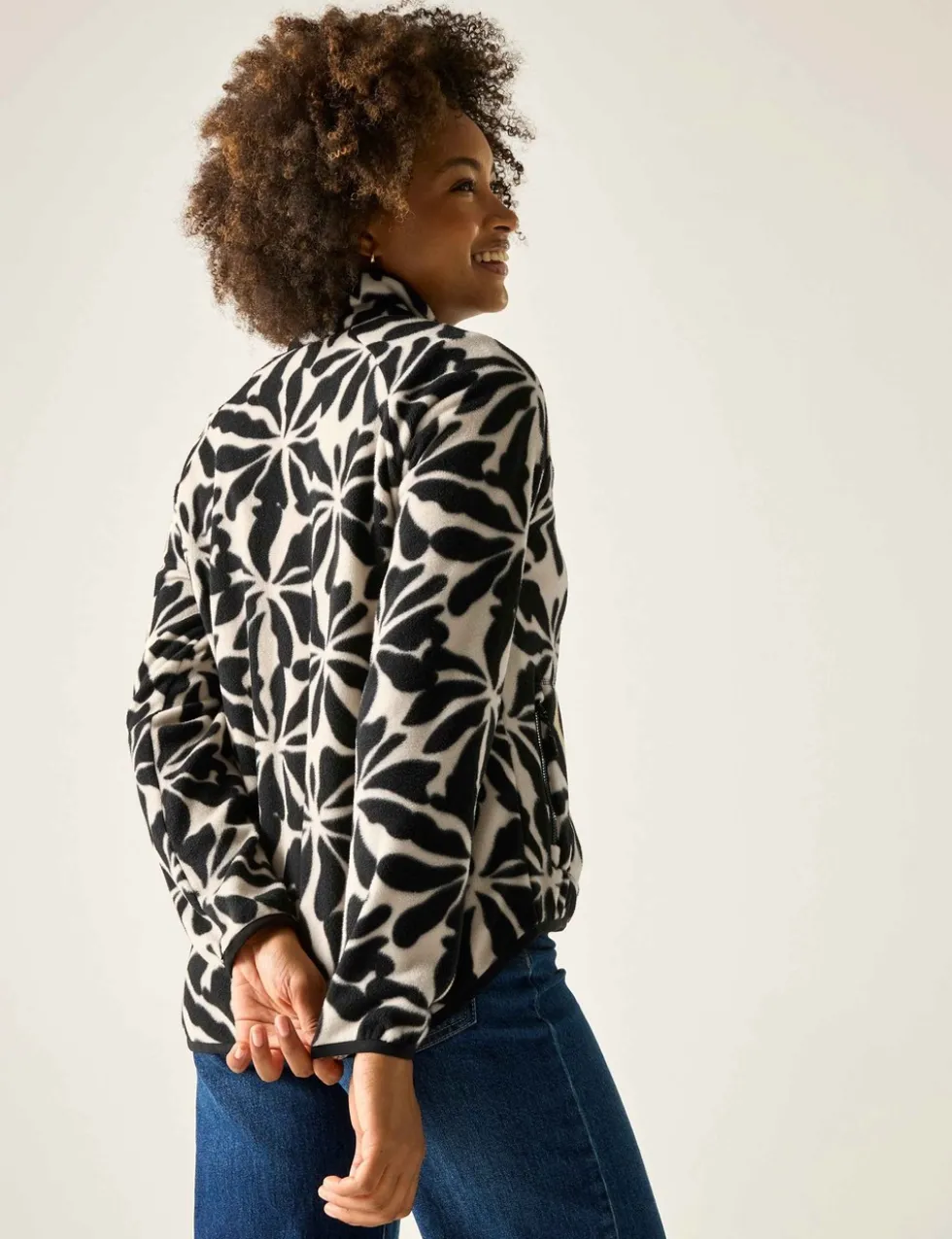 Frankie Floral Funnel Neck Fleece Jacket