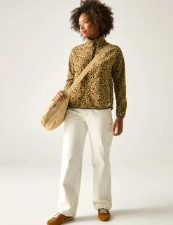 Frankie Leopard Print Half Zip Fleece Jacket