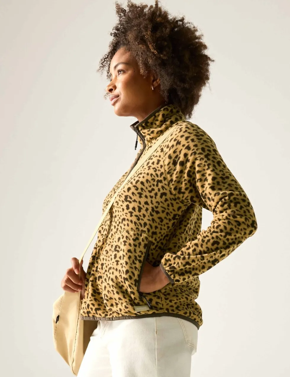 Frankie Leopard Print Half Zip Fleece Jacket