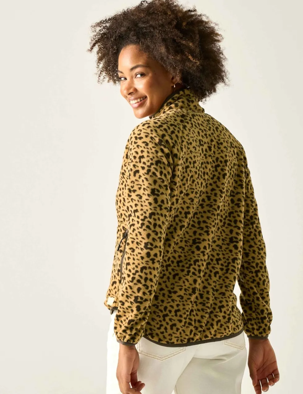 Frankie Leopard Print Half Zip Fleece Jacket