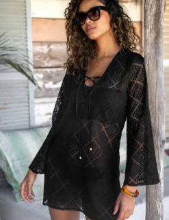Free Spirit Lace Long Sleeve Beach Dress