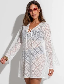 Free Spirit Lace Long Sleeve Beach Dress