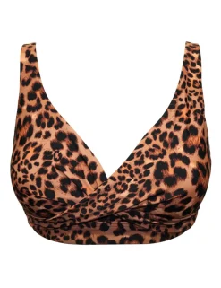 Free Spirit Leopard Print Twist Non-Wired Front Bikini Top