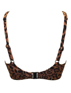 Free Spirit Leopard Print Twist Non-Wired Front Bikini Top
