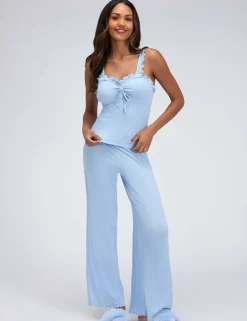 Frill Ribbed Cami Pyjama Set