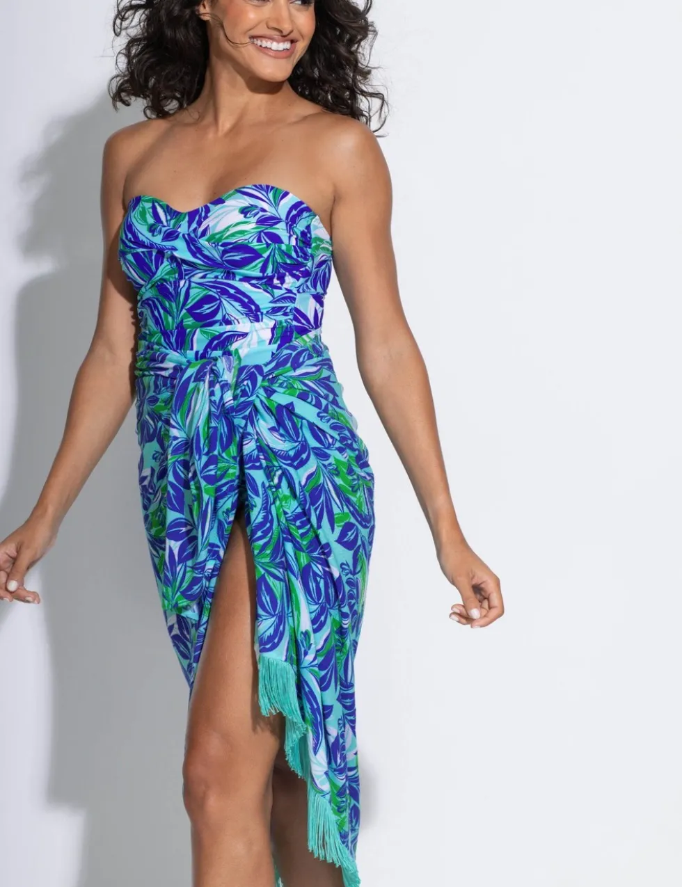 Fringe Trim Crinkle Woven Multiway Sarong