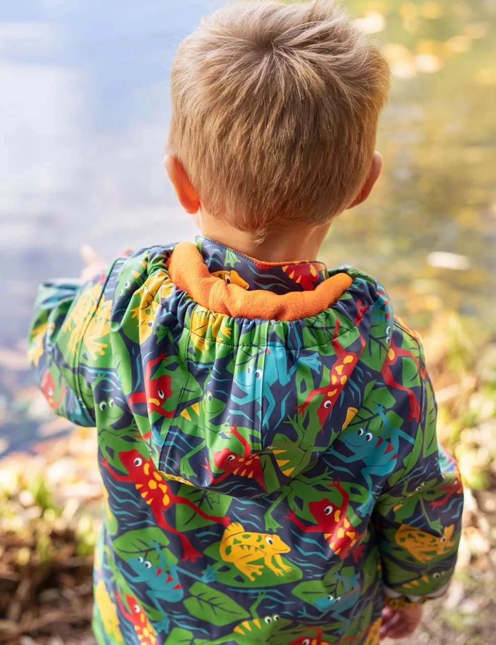 Frog Print Hooded Fleece Lined Raincoat (1-10 Yrs)