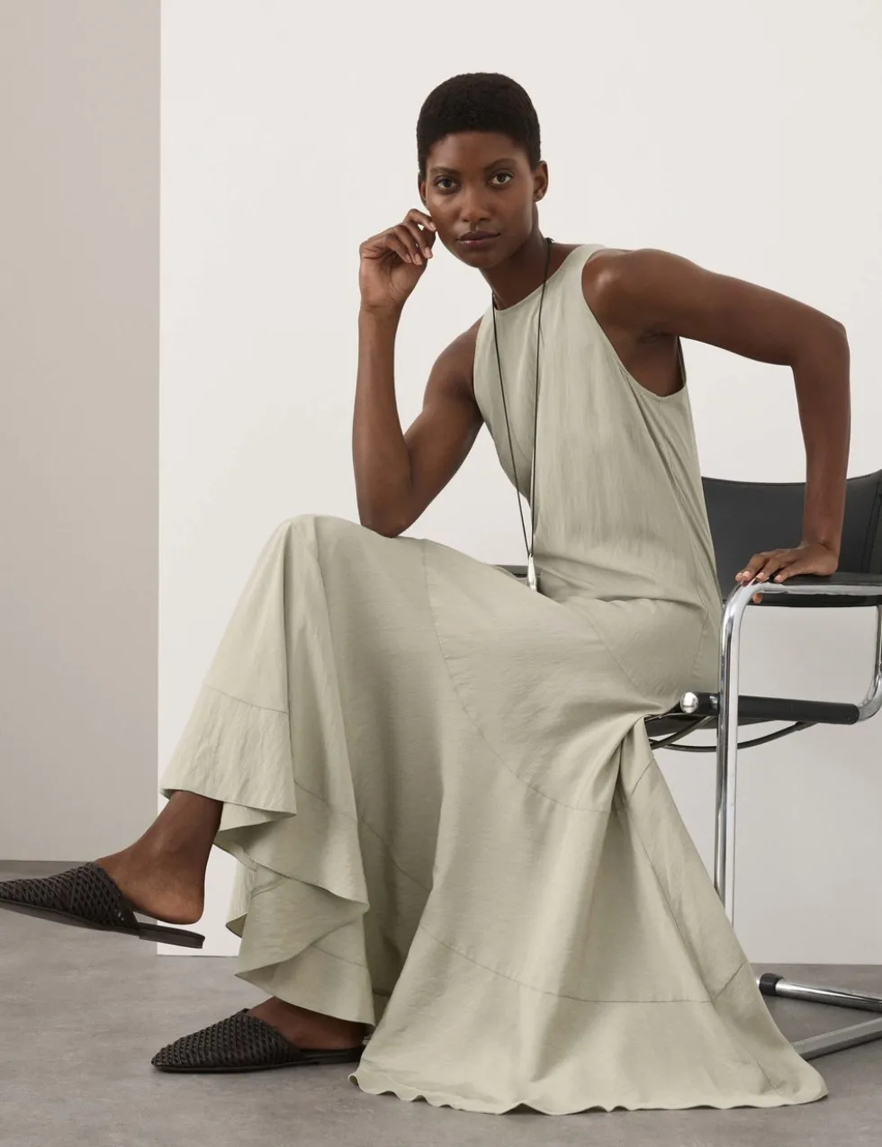 Full Circle Seam Midaxi Skater Dress