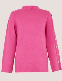Funnel Neck Button Detail Jumper