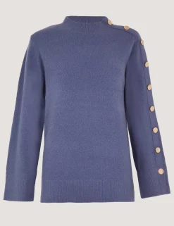 Funnel Neck Button Detail Jumper
