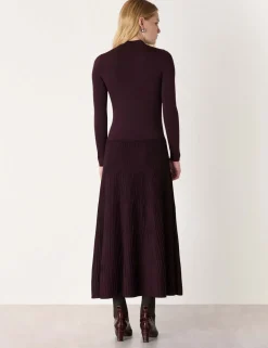 Funnel Neck Pleated Midaxi Jumper Dress