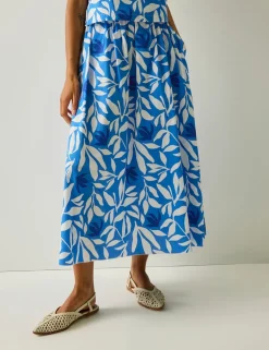 Galdana Pure Cotton Printed Midi Skirt