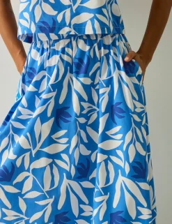 Galdana Pure Cotton Printed Midi Skirt