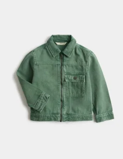 Garment Dyed Zip Up Denim Shacket (2-8 Yrs)