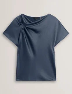 Gathered Shoulder Draped Top