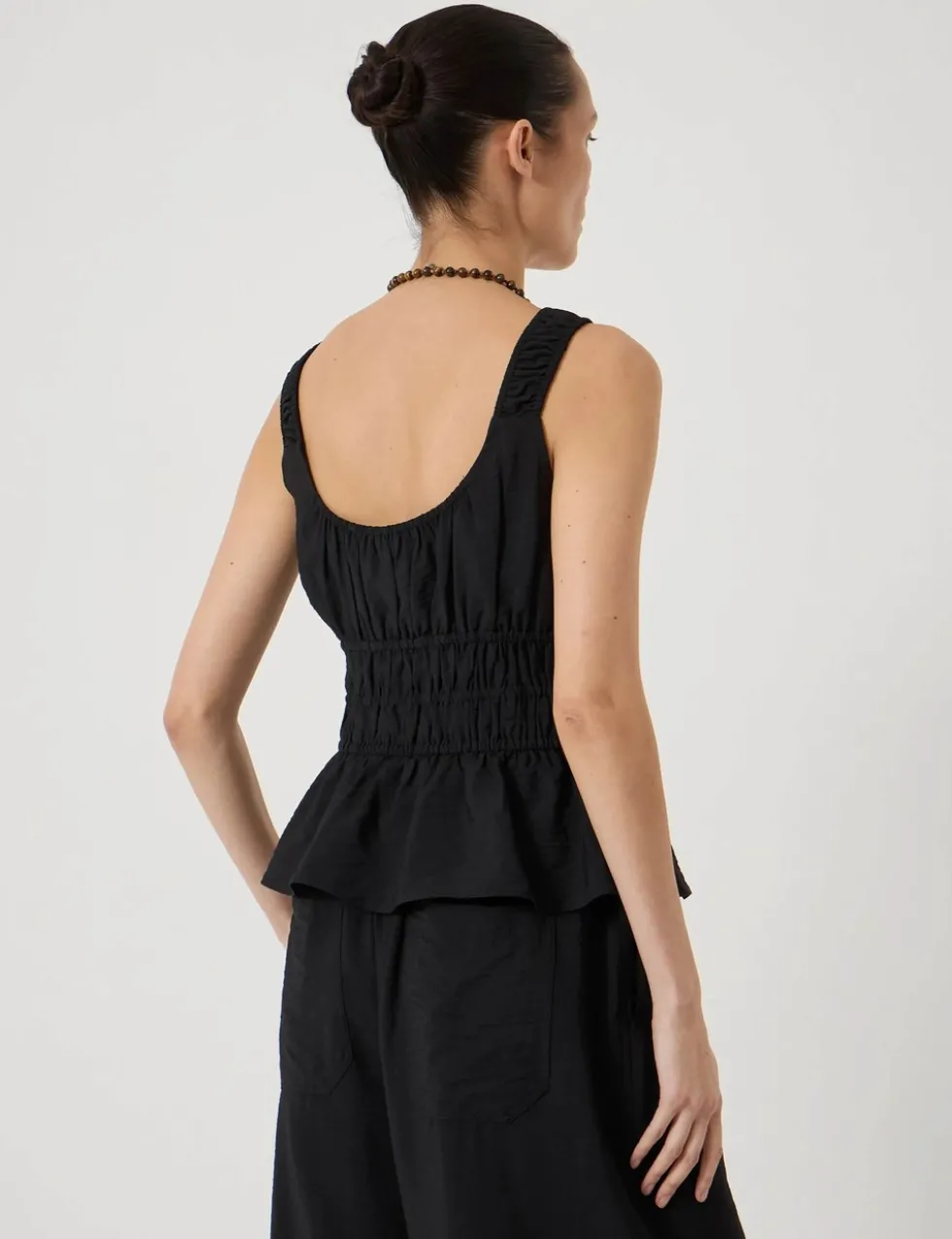 Gathered Straps Peplum Top